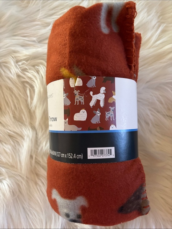 Other - NWT Plush Rust Orange Dog Print Throw Blanket 50 X 60